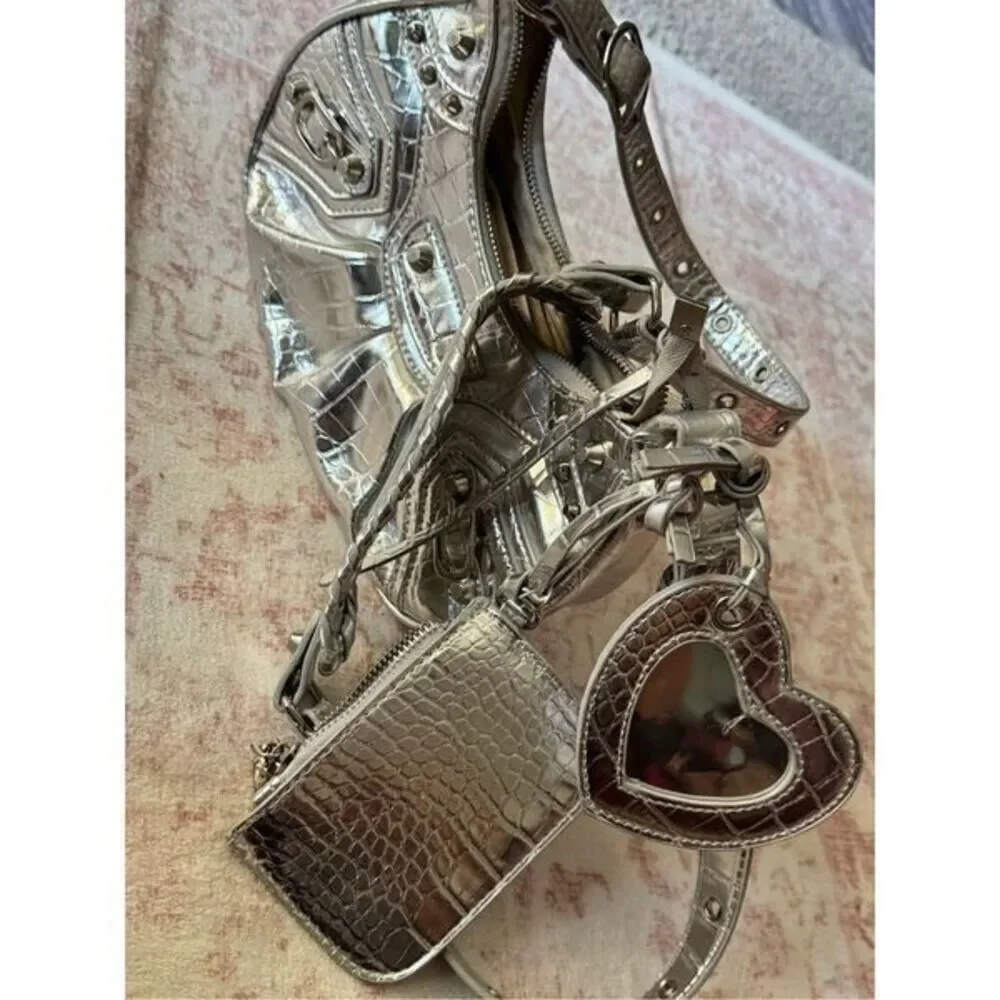 boho shoulder crossbody silver bag